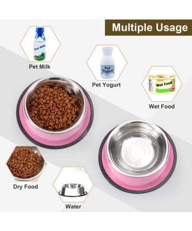 WERFORU 2 Pieces Dog Bowls Stainless Steel Dog Cat Bowls Pet Bowls For Feeding Water and Food Pink Medium Size M (2 Count) A-pink - Buy Online on GoSupps.com