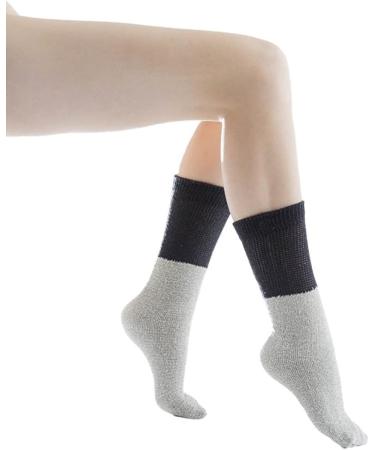 Yacht & Smith 12 Pair Womens Diabetic Socks - Thermal Gray with Black Top | Nephropathy Socks | Colored Diabetic Socks - Size 9-11 - Buy Online on GoSupps.com
