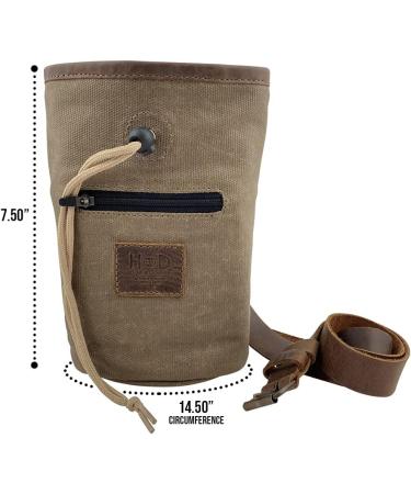 Handmade Brown Waxed Canvas Rock Climbing Chalk Bag with Zippered Pocket - Gymnastics & Gym Pouch - Hide & Drink - Buy Online on GoSupps.com