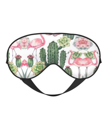 Red Flamingo Succulent Plants Print Unisex Sleeping Eye Mask Soft Comfortable Light-Blocking Eye Mask