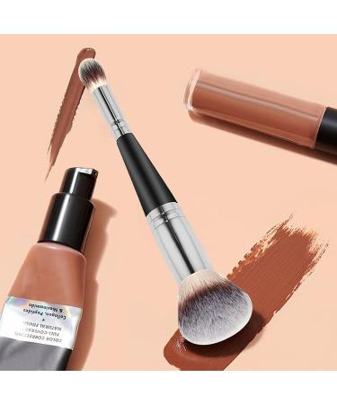 Blush Brush For Cheeks - Dual-Ended Foundation Brush | Beauty Make Up Tool For Women Girls For Travel Business Trips Wedding Daily Life Black Handle Silver Tube - Buy Online on GoSupps.com