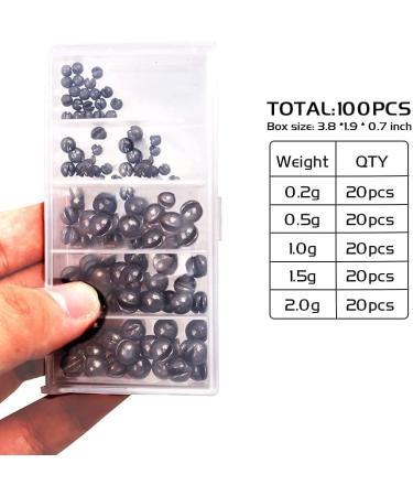 LUSHAZER Fishing Weights Sinkers Kit  100pcs Round Split Shot Sinker  Fishing Weights Egg Sinkers 5 Sizes  7/1000 oz  17/1000 oz  7/200 oz  1/20 oz  7/100 oz  Plastic Box Pack 3.8 x 1.9 x 0.7 inch Single Open - Buy Online on GoSupps.com