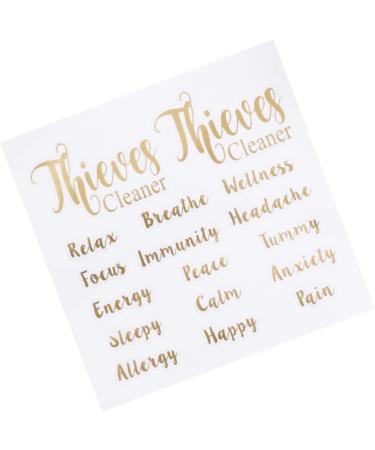 Shop Lurrose Waterproof Vinyl Stickers for Essential Oil Bottles - 5-Leaf Labels with Gold Letters - Buy Online on GoSupps.com