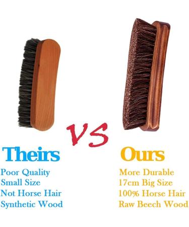 Premium Horsehair Shoe Brush Set - 2pcs Shoe Shine & Polish Brushes for Boots, Shoes, Car Seats & More - Buy Online on GoSupps.com