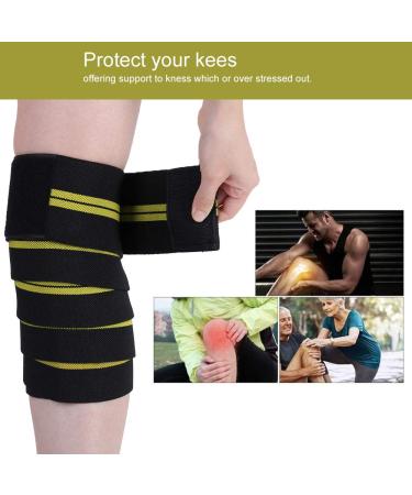 Semme Knee Wraps Compression Elastic Brace for Pain Relief & Support - Black Yellow - Buy Online on GoSupps.com
