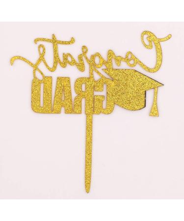 Gold Acrylic Congrats Grad Cake Topper for 2024 Graduation Party Decorations - Buy Online on GoSupps.com