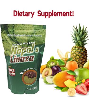Nopal & Linaza Fiber Supplement 17.6 Oz - Natural Cactus and Flaxseed Blend - Buy Online on GoSupps.com