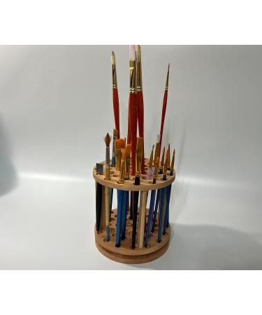 BlackLabMill Rotating Paint Brush Holder - Handmade Cherry Hardwood Organizer for Desk, Large Capacity Art Supply Organizer for Arts and Crafts - Buy Online on GoSupps.com