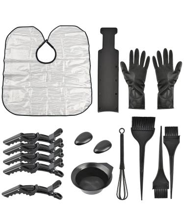 16 PCs hair dyel brush hair color set colored medium bowl diy hair dye color colored brush hair ear protection gloves hair-highlight bretting color mixing hair accessories for salon at home