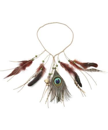 Jurxy B hmische Pfau Feder Headdress | Boho Hippie Headband for Women | Gypsy Hair Accessories in Brown - Style 2 - Buy Online on GoSupps.com