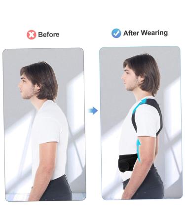 Beavorty Hunchback Belt Support & Posture Straightener for Heating Pad - Upper Back Support Bracket for Men - Black Fabric - Buy Online on GoSupps.com