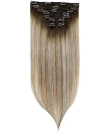 Hair Extensions 7 Pieces Human Hair Clip in Hair Extensions Ombre Brown Blonde Clip in Extensions Dark Brown Balayage Golden Blonde Ombre Platinum Blonde Seamless Clip Hair Pieces(16 inches) 16 inches 100g/Set - Buy Online on GoSupps.com