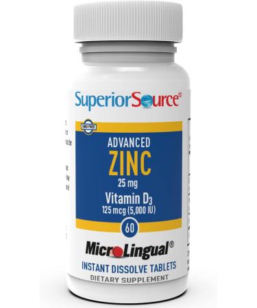 Superior Source Zinc & D3 25mg/5000IU Sublingual Tablets 60 Ct - Healthy Immune System Support, Non-GMO - Buy Online on GoSupps.com