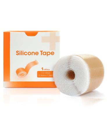 Silicone Scar Tape (1" x 60"Roll),Medical Silicone Tape for Scars Removal.Easy-Tear Soft Silicone Tape Painless Scar Removal for Surgery,C-section,Burns,Thyroid,Acne,Keloid 1x60 Inch (Pack of 1)