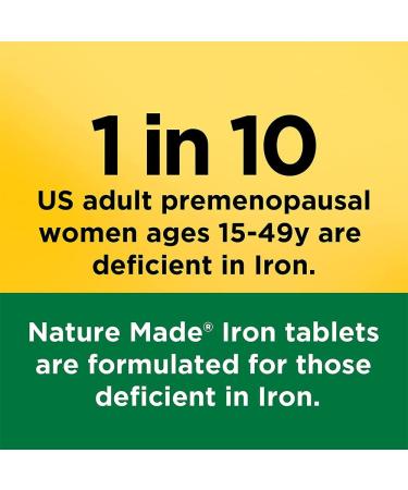 Nature Made Iron 65 mg Dietary Supplement for Red Blood Cell Support - 180 Tablets - Buy Online on GoSupps.com