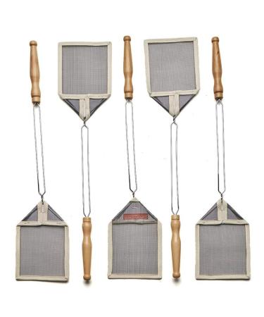 Kings County Tools Old-Fashioned Fly Swatter | 5-Pack | Wire Frame with Wooden Handle | Strong Mesh | Sewn Edges | Take Out Pesky Pests Effectively Unlike Plastic | Made in France