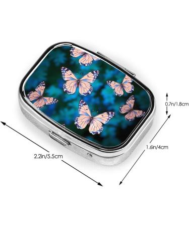 Cute Butterflies Small Pill Case | 2 Compartment Travel Pill Organizer for Purse & Gifts - Buy Online on GoSupps.com