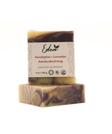 EDEN Daily Essentials - Natural Soap Bar - Eucalyptus Lavender Moisturizing Soap Bar with Kaolin Clay - Made with Pure Essential Oils - Face Soap - Body Soap - Shampoo Bar - Olive Oil Soap - Shea Butter Soap - Handmade S...