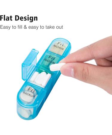 Pill Box 4 Times a Day Betife Weekly Organiser - Green | 7 Day Pill Dispenser with 4 Compartments for Medication, Vitamins & Supplements - Buy Online on GoSupps.com