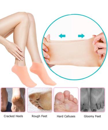 Silicone Moisture Socks for Dry Cracked Feet - Foot Care Spa Gel Socks for Women (Beige) - Buy Online on GoSupps.com
