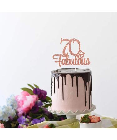 Tenhaisi Glittery Rose Gold 70 Fabulous Cake Topper Happy 70th Fabulous Anniversary and Birthday Party Supplies Cake Topper For 70 Fabulous Birthday - Buy Online on GoSupps.com