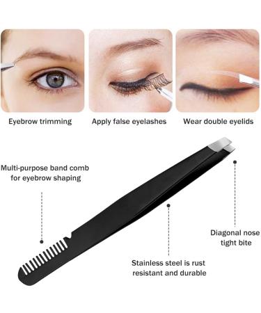 Eyebrow Tweezers Set Professional Stainless Steel Scissor Eyebrow Pluckers Eyebrow Tweezer with Comb Precision Women Men Slant Tip Tweezer Beauty Tools for Facial Ingrown Hair Removal - Buy Online on GoSupps.com