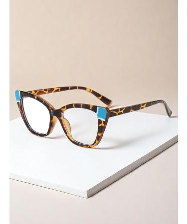 SERONI TR90 Cat Eye Blue Light Blocking Glasses for Men & Women | Anti-UV Computer & Reading Glasses | Leopard-Blue 66mm - Buy Online on GoSupps.com