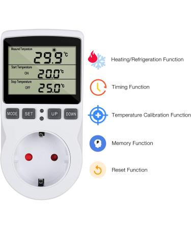 Buy CJBin 230V Temperature Controller Socket - Digital Thermostat with Timer & Probe for Greenhouse Terrarium Aquarium Heating & Cooling - Buy Online on GoSupps.com
