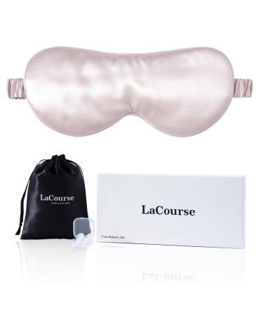 Lacourse 22 Momme sleep mask made of 100% natural mulberry lide suitable for sleep cool comfortable & darkening sleeping mask with an elastic silk band pure silk filling (pink) pink - real 22mm