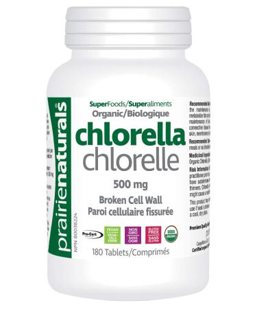 Prairie Naturals Organic Chlorella Broken Cell Wall Tablets - 180 Count 180 count (Pack of 1)