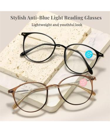 Tayaar Stylish Anti-Blue Light Reading Glasses for Men & Women | TR90 Lightweight Round Frame 4x Tawny Gold - Buy Online on GoSupps.com