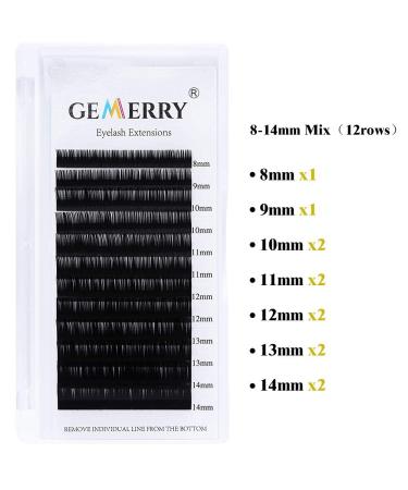 Buy Individual Eyelashes 1:1 Extension - 0.18mm D Curl | Classic Mix 8-14mm | Gemerry - Buy Online on GoSupps.com