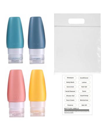 LECUNE 4-Pack 60ml Silicone Travel Bottles - Perfect for Shampoo Lotion & Cosmetics - Includes Plastic Bags & Label - Ideal Travel Size Containers for International Shipping - Buy Online on GoSupps.com
