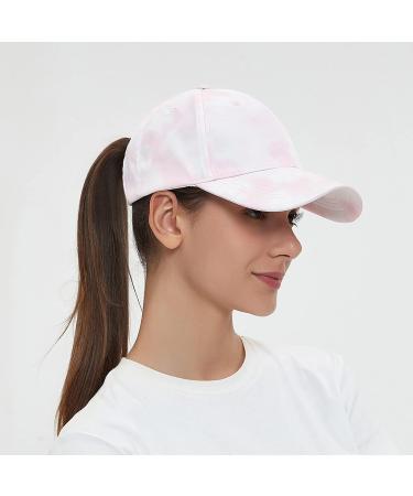 Muryobao Womens Ponytail Baseball Cap Adjustable High Messy Bun Ponycap Lightweight Quick Drying Hat Pink Tie Dye One Size - Buy Online on GoSupps.com