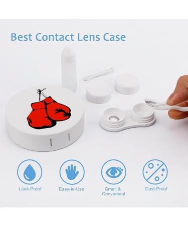 Red Boxing Gloves Round Case For Contact Lens Kit Storage Box with Mirror Printed - Buy Online on GoSupps.com