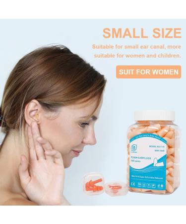 100 Pairs Slim Size Foam Ear Plugs for Small Ear Canals Women - 35dB SNR Noise Canceling Earplugs for Sleeping, Snoring, Work, Studying - Flesh Color Skin - Buy Online on GoSupps.com
