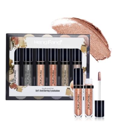 6 Colors Liquid Eyeshadow Set - Metallic Glitter Waterproof & Durable Pigmented Shine - Buy Online on GoSupps.com