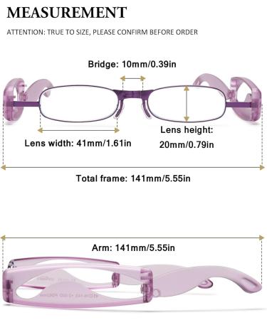 Vevesmundo Foldable Reading Glasses - Compact Anti-Blue Light Glasses for Men & Women - Purple 2.0X - Portable & Stylish - Buy Online on GoSupps.com