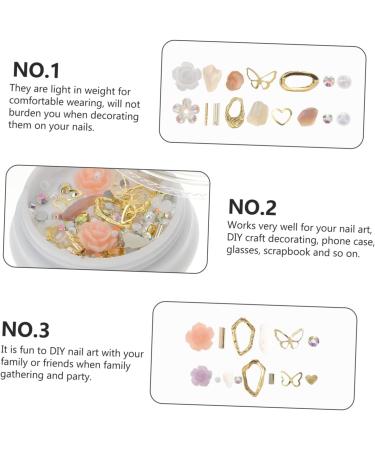 minkissy 4 Boxes 3D Nail Accessories Gems for Nails Nail Art Stickers Flower Nail Charms Charm Abs Rhinestone Zinc Alloy Acrylic - Buy Online on GoSupps.com