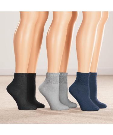 Silver StepsTM Quarter Cut Diabetic Socks 3 Pair - Large Black/Grey/Navy - Buy Online on GoSupps.com