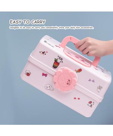 Hair Accessories Organiser Hair Clip Storage Hair Clip Organiser 3-Layer Box for Hair Accessories Storage 180 Unfold Kids Jewellery Box with Handle and DIY Stickers for Hairbands Hair Ties Clips - Buy Online on GoSupps.com