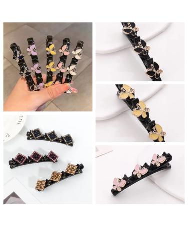 8pcs Sparkling Crystal Stone Braided Hair Clips for Women - Butterfly Design with 3 Small Clips - Ideal for Thick Hair - Includes Extra Ear Bone Clips - Buy Online on GoSupps.com