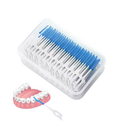 TSHAOUN 200 pieces of interdental brushes for very tight interdental spaces interdental brushes portable mouth tooth clean interdental brush dental floss sticks toothpakers clean oral care (blue)