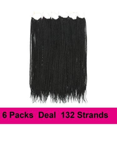 Ombre Box Braids Crochet Hair 24 Inch, Medium 22 Strands, Three Tones Heat Resistant Fiber - Pack of 6, Black 1B - Buy Online on GoSupps.com