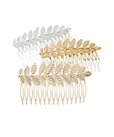 Minkissy 3 pieces wedding hair feast decorative leaf bride bride hairpise hairpin side comb hairdress for women women (golden silver rose gold)