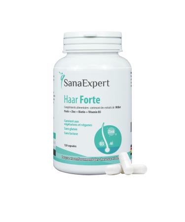 SanaExpert Hair Forte Vitamins for Hair & Nails with biotin Silica Pearl millets & zinc for Women & Men 120 Capsules (1)