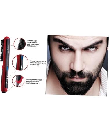 Electric Beard Comb - Portable Hair Straightener & Styling Tool | Red Electric Hairdressing Comb for Men - Buy Online on GoSupps.com