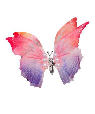 amangul Shaking Butterfly-Nymph Headwear with Pearls Adorns Hair Clip Photo Props Women Hair Ornaments y Pearls(Pink Purple Gradient)