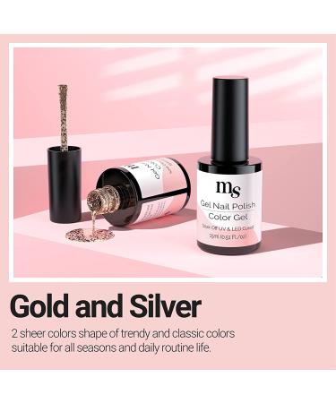 Gold & Silver Glitter Gel Nail Polish Set - UV Soak Off, Salon Quality DIY Manicure Kit - Buy Online on GoSupps.com