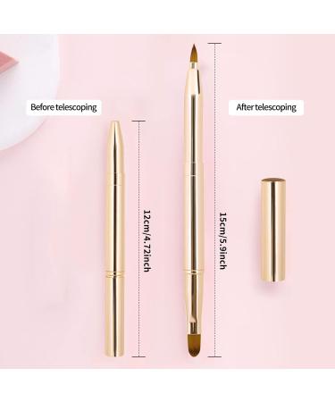 Arqumi Retractable Double-Ended Lip Makeup Brush | Lightweight Lipstick & Gloss Applicator with Protective Lid | Travel & Daily Use | Gold - Buy Online on GoSupps.com